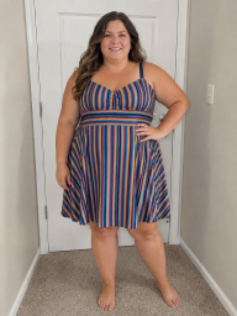 Modcloth Voodoo Vixen Rockabilly Stripe Swing Dress Multicolor Fit & Flare SZ 4X
